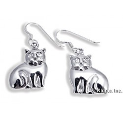 Sterling Silver Fat Cat Earrings
