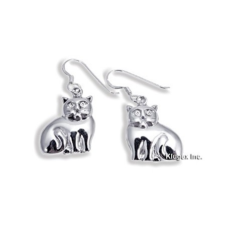 Sterling Silver Fat Cat Earrings