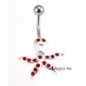Sterling Silver Octopus Belly Piercing with CZ