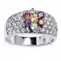 Sterling Silver Ring With Gemstones and CZ 
