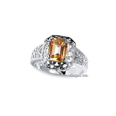 Sterling Silver Ring With Citrine Size 8