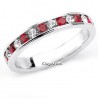 Sterling Silver Red & White CZ Band Ring Size 5