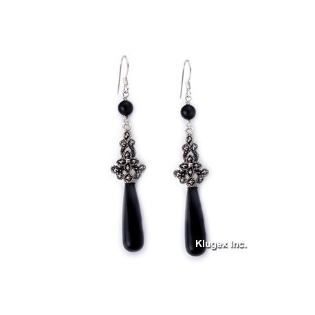 Sterling Silver Earrings With Onyx