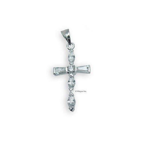 Sterling Silver Cross Pendant With Cubic Zirconia