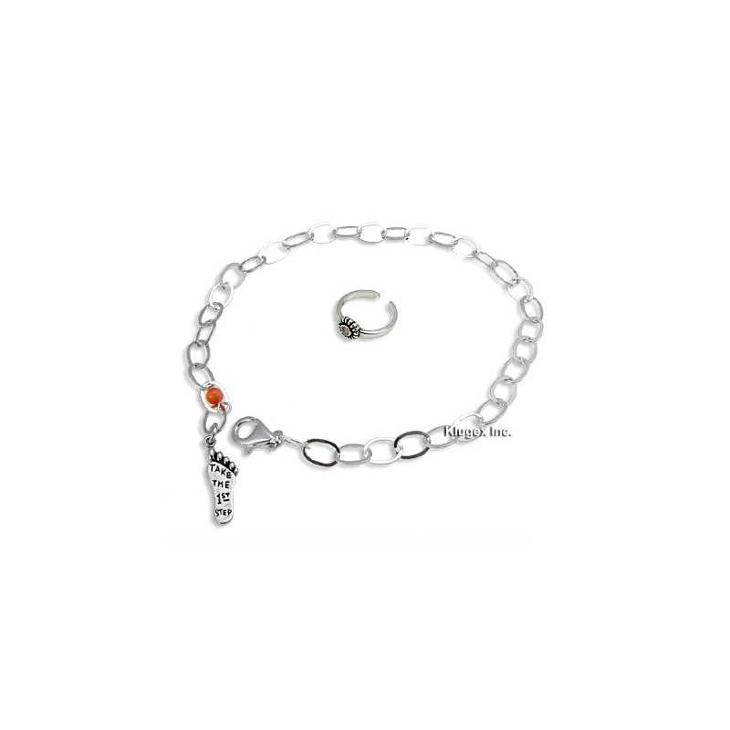 Combo of Designed Silver Anklet and Toe Ring Jewelry for Girls - Made of  Sterling Silver - an
