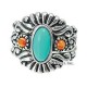 Southwest Sterling, Turquoise & Coral Ring Set Size 7
