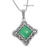 Southwest Sterling & Green Tuquoise Pendant on Chain