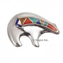 Sterling Silver Mosaic Inlay Spirit Bear Pin