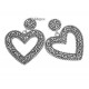 Sterling Silver Diamond Cut Heart Earrings