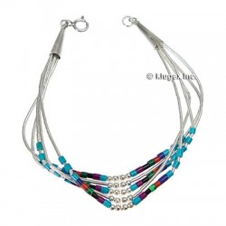 Liquid silver & Multi Beads Bracelet