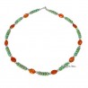 Southwest Sterling, Turquoise and Coral Necklace