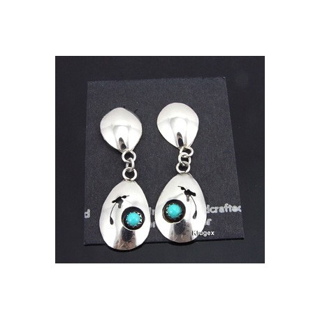 Native American Sterling Silver Earrings w Turquoise