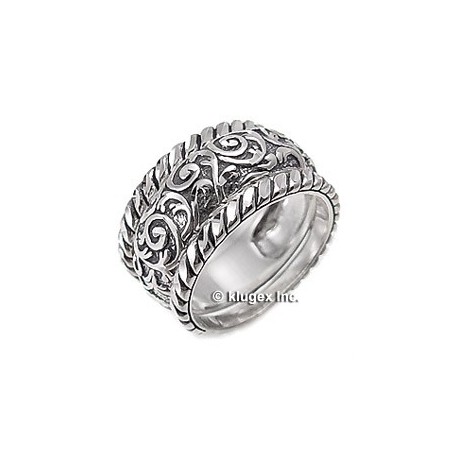 Sterling Silver Diamond Cut Ring Set Size 7
