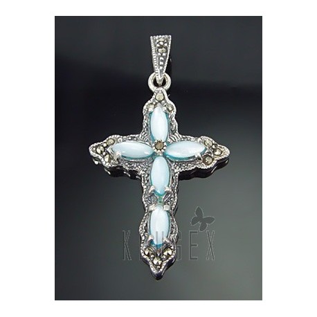 Sterling Silver Cross Pendant with MOP