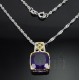Sterling Silver Necklace with Genuine Amethyst