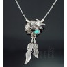 Native American Sterling Silver Wolf Pendant w Chain