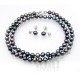 Black Pearl Necklace and Earrings Set