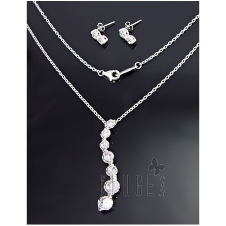 Sterling Silver CZ Necklace and Earrings Set