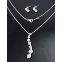 Sterling Silver CZ Necklace and Earrings Set