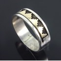 Native American Sterling & 14K Gold Ring Size 9