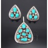 Native American Sterling Silver Earrings & Pendant Set w Turquoise