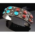 Native American .925 Sterling Cuff w Gemstones