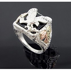 Black Hills Gold .925 Sterling Ring w Eagle Size 12