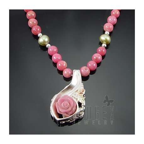 Black Hills Gold Rhodonite & Pearl Necklace