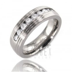 Titanium Band Ring with CZ 
