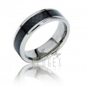 Titanium Carbon Fiber Inlay Band Ring 
