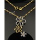 Sterling Silver Flower Pendant Necklace w Diamond