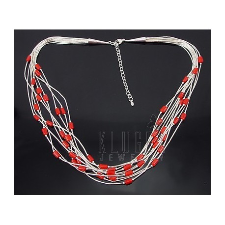 Sterling Silver Liquid Silver Necklace w Coral