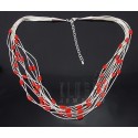 Sterling Silver Liquid Silver Necklace w Coral