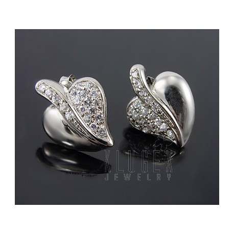Sterling Silver Heart Earrings w CZ