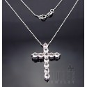 Sterling Silver Cross Pendant W Topaz & Chain