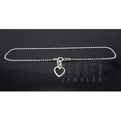 Sterling Silver Anklet w Heart Charm