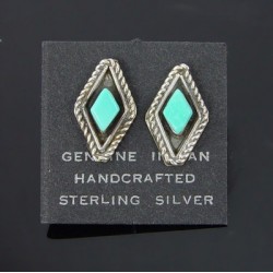 Native American Sterling Silver Earrings w Turquoise