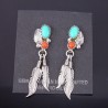 Native American Sterling Silver Earrings w Turquoise & Coral