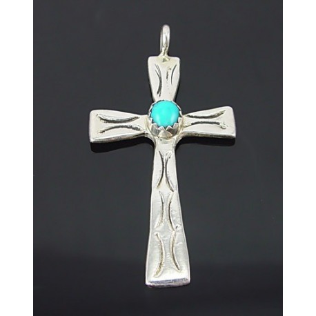 Native American Sterling Silver Cross Pendant - jewelry.farm