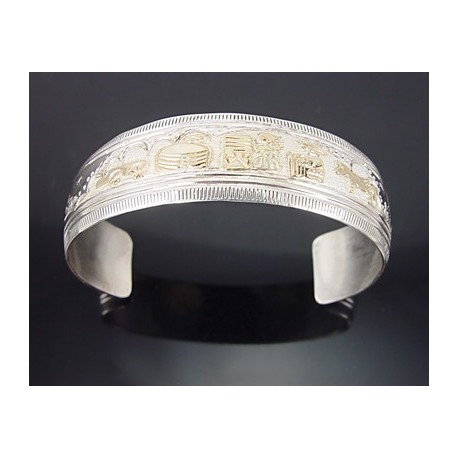 Southwestern Sterling Silver & 12K Gold Cuff