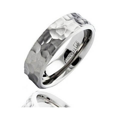 Hammered Titanium Wedding Band Ring Size 11