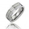 Titanium Wedding Band Ring w CZ Size 8