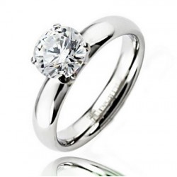 Stainless Steel Ring with CZ 