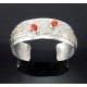 Sterling Silver Cuff Bracelet w Coral