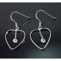 Sterling Silver Heart Earrings w Cubic Zirconia
