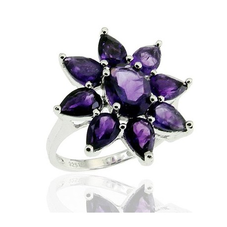 Sterling Silver Ring with Amethyst Size 6