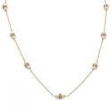 14K Gold Necklace with CZ & Genuine Pearl
