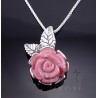 Sterling Silver Rhodonite Rose Pendant w Chain