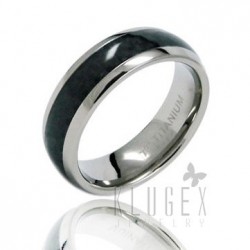 Titanium Carbon Fiber Inlay Band Ring 