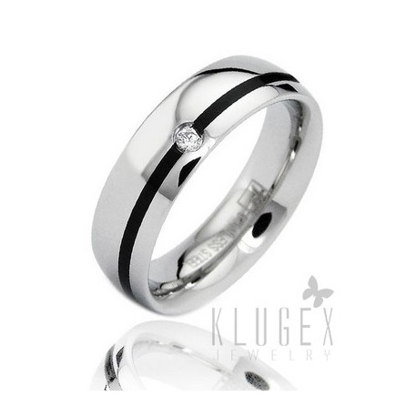 Stainless Steel Band Ring with CZ Size 7